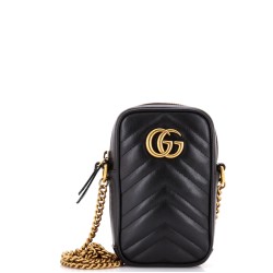 GG Marmont Vertical Phone Crossbody Bag Matelasse Leather Mini