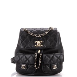 Duma Pockets Drawstring Backpack Quilted Caviar Small