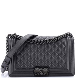 So Black Boy Flap Bag Quilted Caviar Old Medium