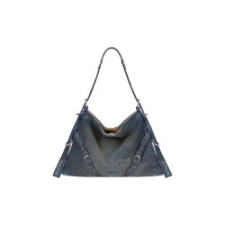 Givenchy 100% Cotton With Calfskin Handbag Military Blue