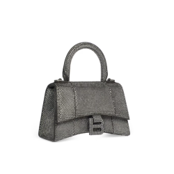 BALENCIAGA Hourglass Xs Handbag With Rhinestones in Grey