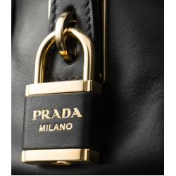 PRADA Re-Nylon and leather small top-handle bag with padlock