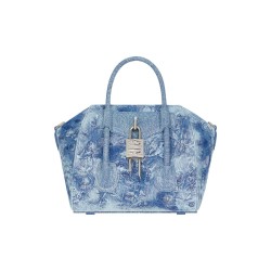 Givenchy Antigona Lock Denim Crossbody Bag Medium Blue