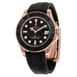 Yacht-Master 37 Automatic Black Dial 18kt Everose Gold Black Rubber Strap Unisex Watch 268655BKSRS