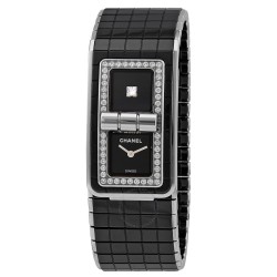 Code Coco Black Diamond Dial Steel and Ceramic Ladies Watch H5148