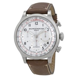 Pre-owned Baume and Mercier Capeland White Dial Chronograph Men's Watch 10000