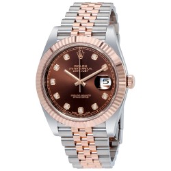 Datejust 41 Chocolate Diamond Dial Steel and 18K Everose Gold Jubilee Men's Watch 126331CHDJ