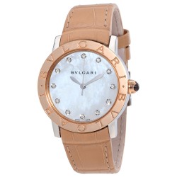Pre-owned Bvlgari Bvlgari Bvlgari Diamond White Mother of Pearl Dial Ladies Watch 101893