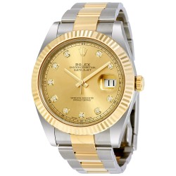 Datejust 41 Champagne Diamond Dial Steel and 18K Yellow Gold Oyster Men's Watch 12633CDO