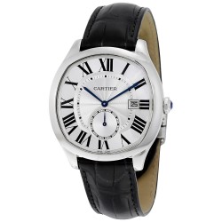 Pre-owned Cartier Drive De Cartier Silvered Flinqué Dial Men's Watch WSNM0004