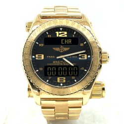 Pre-owned Breitling Emergency Perpetual Alarm GMT Quartz Analog-Digital Chronometer Black Dial Men's Watch K76321