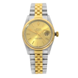 Pre-owned Rolex Datejust Automatic Chronometer Champagne Dial Men's Watch 16233 CSJ