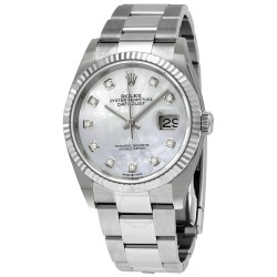 Datejust 36 White Mother Of Pearl Diamond Dial Automatic Oyster Watch 126234Mdo