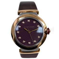 Pre-owned Bvlgari Lvcea Automatic Diamond Purple Dial Ladies Watch 102565