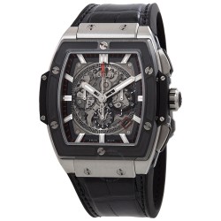 Spirit of Big Bang Automatic Skeleton Dial Black Leather Men's Watch 601.NM.0173.LR