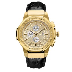 10 YR Anniversary Saxon 0.16 ctw Diamond and 18K Gold-plated Men's Watch JB-6101L-10A