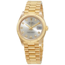 Datejust 31 Automatic 18kt Yellow Gold Diamond Silver Dial Ladies Watch 278278SDP