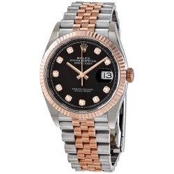 Datejust 36 Black Diamond Dial Automatic Men's Steel and 18kt Everose Gold Jubilee Watch 126231BKDJ