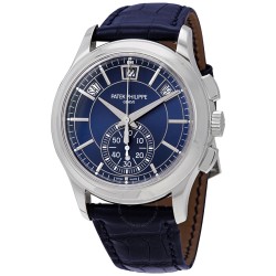 Pre-owned Patek Philippe Complications Chronograph Blue Sunburst Dial Men's Watch 5905P-001