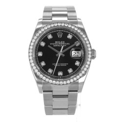 Pre-owned Rolex Datejust 36 Automatic Chronometer Diamond Black Dial Men's Watch 126284 BKDO