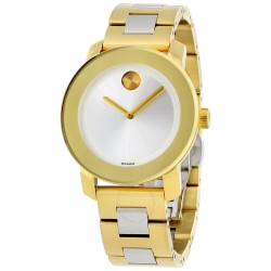 Bold Silver Dial Yellow Gold PVD Ladies Watch 3600129