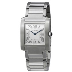 Tank Française Medium Model Quartz Silver Dial Ladies Watch WSTA0074