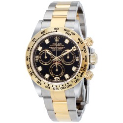 Cosmograph Daytona Black Diamond Dial Steel and 18K Yellow Gold Men's Watch 116503BKDO