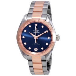 Pre-owned Omega Seamaster Aqua Terra Diamond Blue Dial Ladies Watch 220.20.34.20.53.001