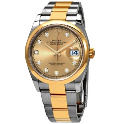 Datejust 36 Champagne Diamond Dial Men's Steel and 18k Yellow Gold Oyster Watch 126203CDO
