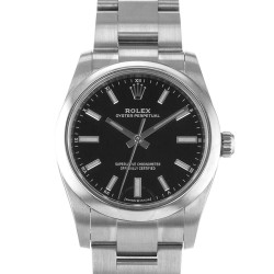 Pre-owned Rolex Oyster Perpetual 34 Automatic Chronometer Black Dial Men's Watch 124200 BKSO