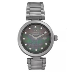 Pre-owned Omega De Ville Diamond Black Mother of Pearl Dial Ladies Watch 425.30.34.20.57.004