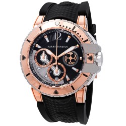 Pre-owned Harry Winston Ocean Diver Chronograph Black and Silver Dial Men's Watch OCEACH44RZ005