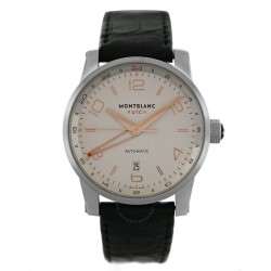Pre-owned Montblanc Timewalker Utc Automatic Silver Dial Men's Watch UTC 7255