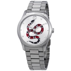 G-Timeless Silver Dial with Snake Motif Stainless Steel Watch YA1264076