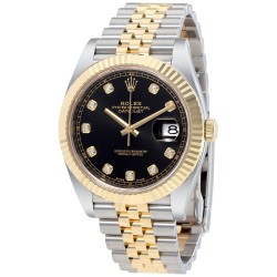 Datejust 41 Black Diamond Dial Stee and 18K Yellow Gold Jubilee Men's Watch 12633BKDJ