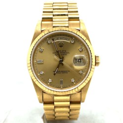 Pre-owned Rolex Day-Date Automatic Diamond Champagne Dial Unisex Watch 18238 CDP