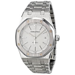 Pre-owned Audemars Piguet Royal Oak Silver Guilloche Dial Men's Watch 15300ST.OO.1220ST.01