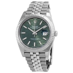 Datejust 41 Mint Green Fluted Dial Automatic Men's Steel and White Gold Jubilee Watch M126334-0030