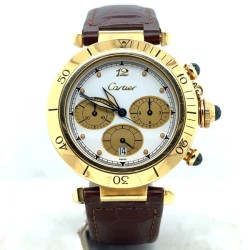 Pre-owned Cartier Pasha de Cartier Chronograph Quartz White Dial Ladies Watch WJ130009