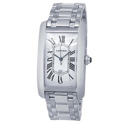 Pre-owned Cartier Tank Americaine Automatic Silver Dial Men's Watch W26032L1