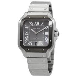 Pre-owned Cartier Santos Grey Dial Men's Watch WSSA0037