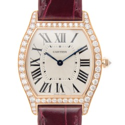 Pre-owned Cartier Tortue Diamond Silver Dial Unisex Watch WA501008