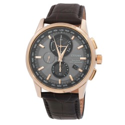 Perpetual World Time Chronograph Grey Dial Men's Watch AT8113-12H