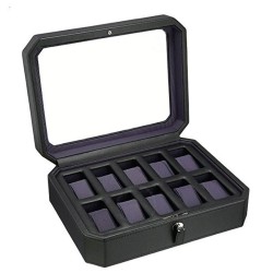 Windsor Ten Piece Black/Purple Watch Box 458403