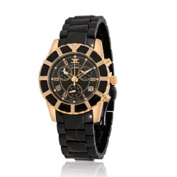 Ceramic Chronograph Quartz Diamond Black Dial Unisex Watch LV931CRDD
