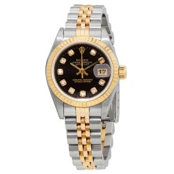 Pre-owned Rolex Datejust Automatic Diamond Black Dial Ladies Watch 69173BKDJ