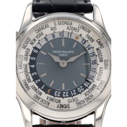 Pre-owned Patek Philippe World Time GMT Automatic Day-Night Blue Dial Unisex Watch 5110P