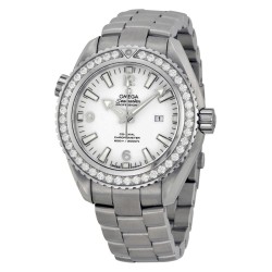 Pre-owned Omega Seamaster Planet Ocean Diamond White Dial Ladies Watch 232.15.38.20.04.001