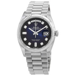 Day-Date 36 Automatic Blue Diamond Dial 18kt White Gold President Watch 128239BLDP