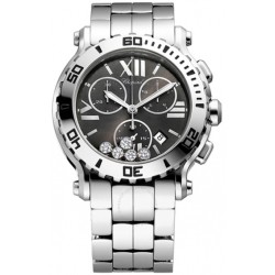Pre-owned Chopard Happy Sport Chrono Chronograph Black Dial with 5 Floating Diamonds Dial Ladies Watch 288499-3008